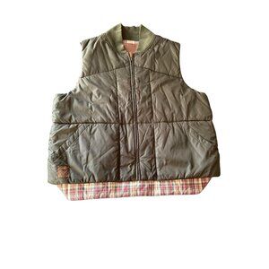 Ralph Lauren Mens Reversible Quilted Vest Olive Green Plaid Size XL Outdoor